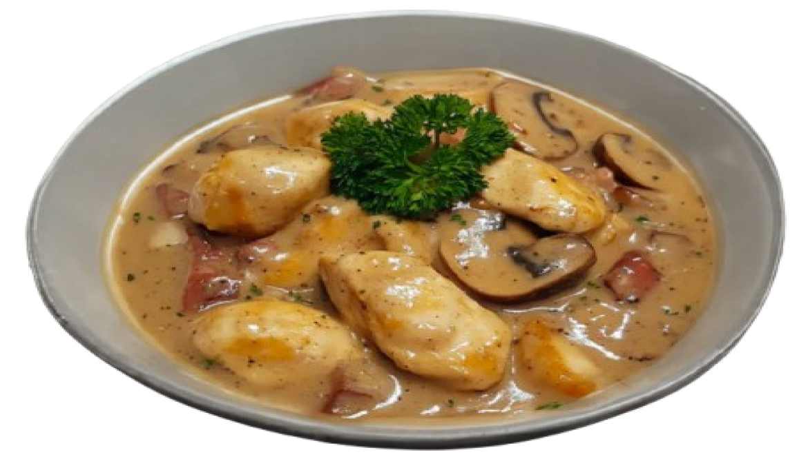 Emincé De Poulet Moutarde Lardons Champignons lapetitechaumette.centerblog.net
